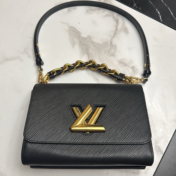 Louis Vuitton Twist MM black& gold hand bag. - Picture 5 of 7